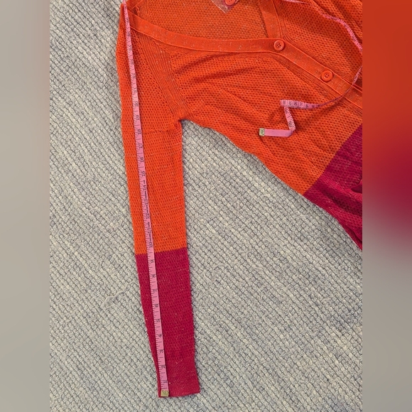 Anthropologie Moth Colorblock Pointelle Cardigan in Orange & Pink Size XS *READ* - Picture 11 of 14